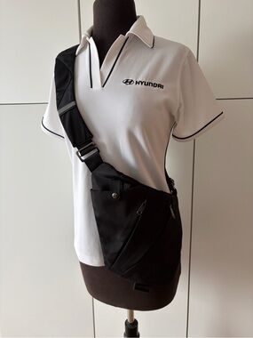 Black Unisex Sling Crossbody Bag with Multiple Zipper Pockets